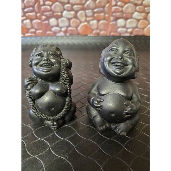 Coco Joes Hawaiian Lava Sculpture-Chubby Male and Female - Picture 1 of 11